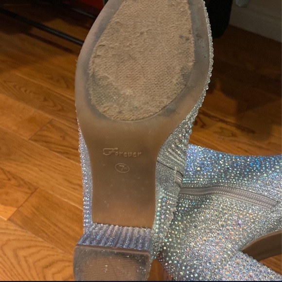 Silver rhinestone ankle heel boot - Picture 3 of 3